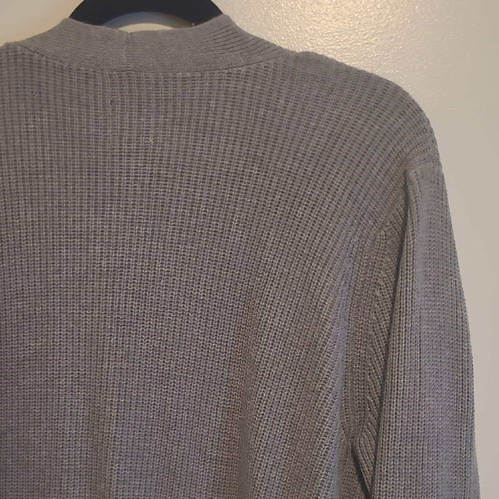 GAP Light Gray Open-Front Ribbed Cardigan with Pockets - Picture 11 of 12